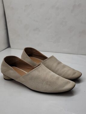 The Row Noelle Suede Loafers In Sand Size 38